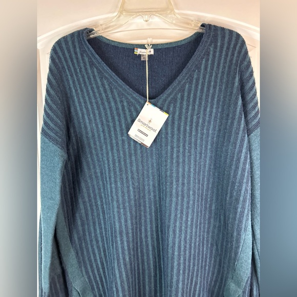 Smartwool Shadow Pine Colorblock Sweater Twilight Blue Heather Women’s Size XL - Picture 3 of 13